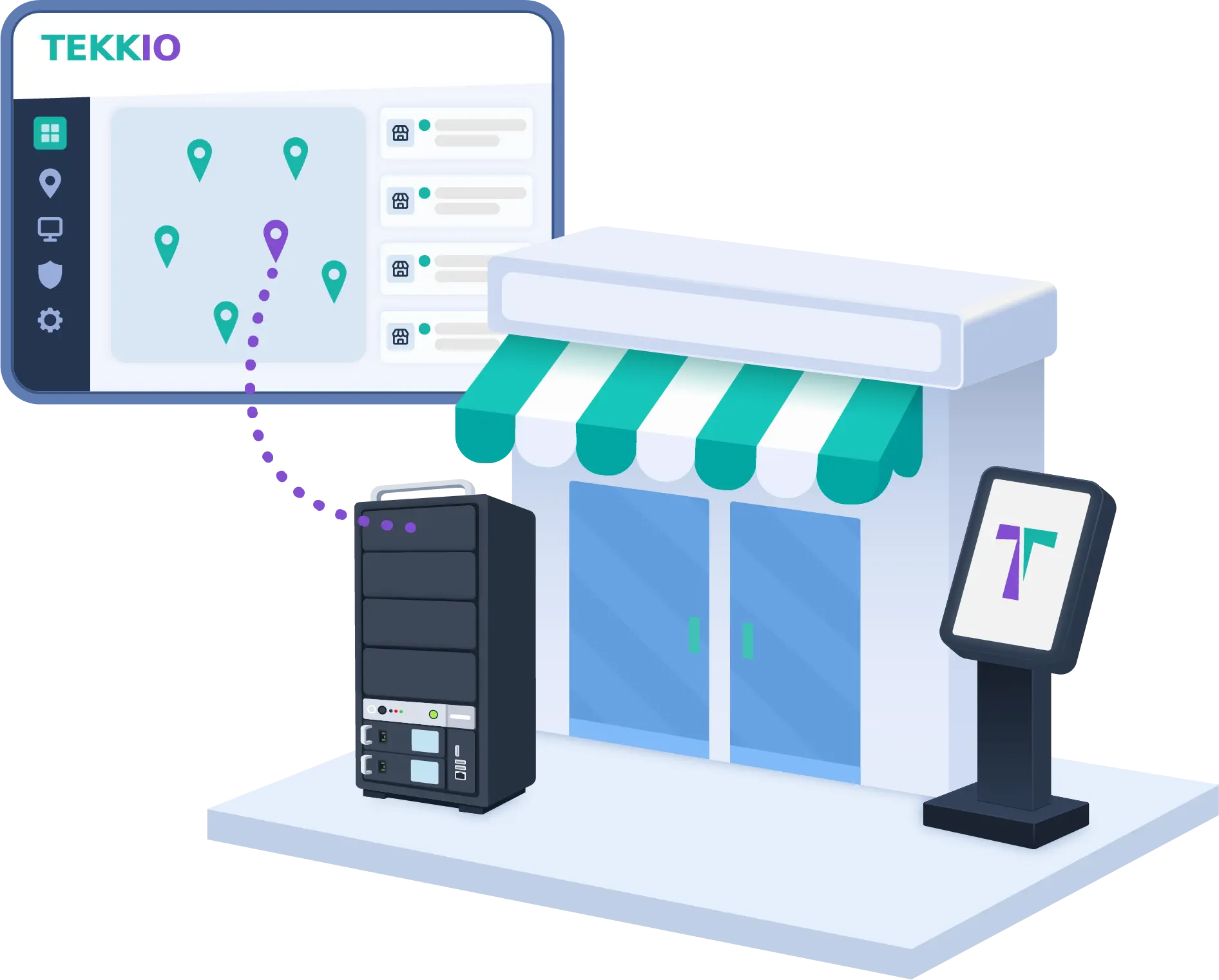 Tekkio edge infrastructure and management dashboard illustration